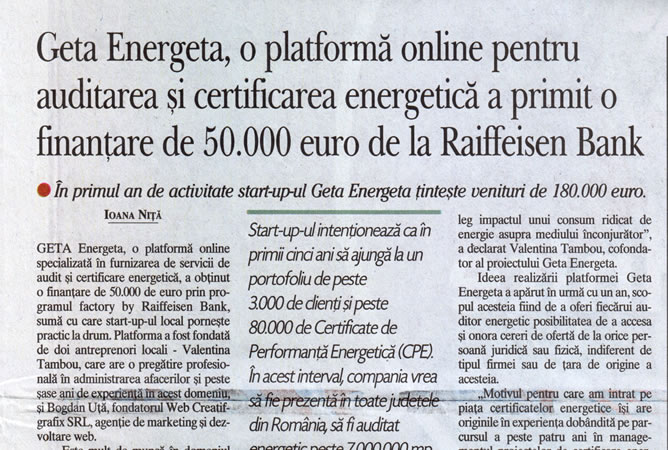 Geta Energeta in Ziarul Financiar Print, 8 August 2019