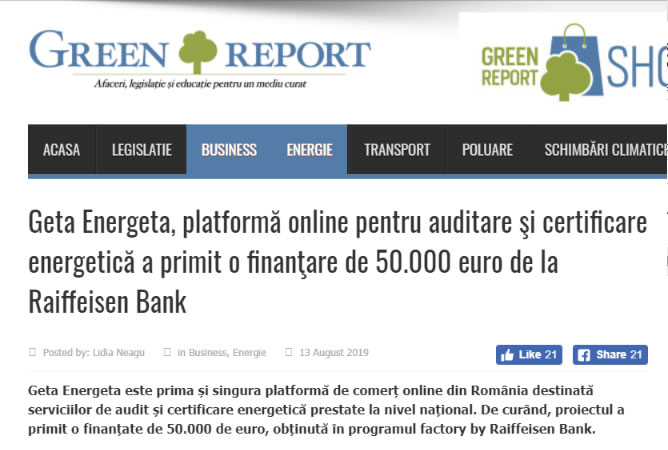 Geta Energeta in Green Report - online